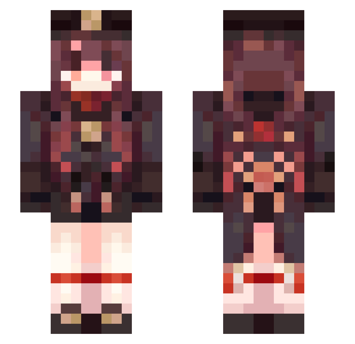 ute0n Minecraft skin, front and back view