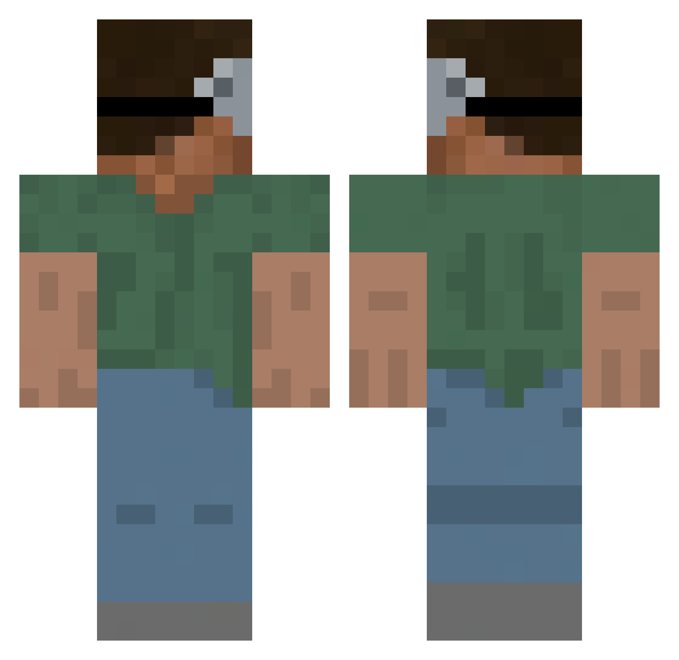 strengthiness Minecraft skin, front and back view