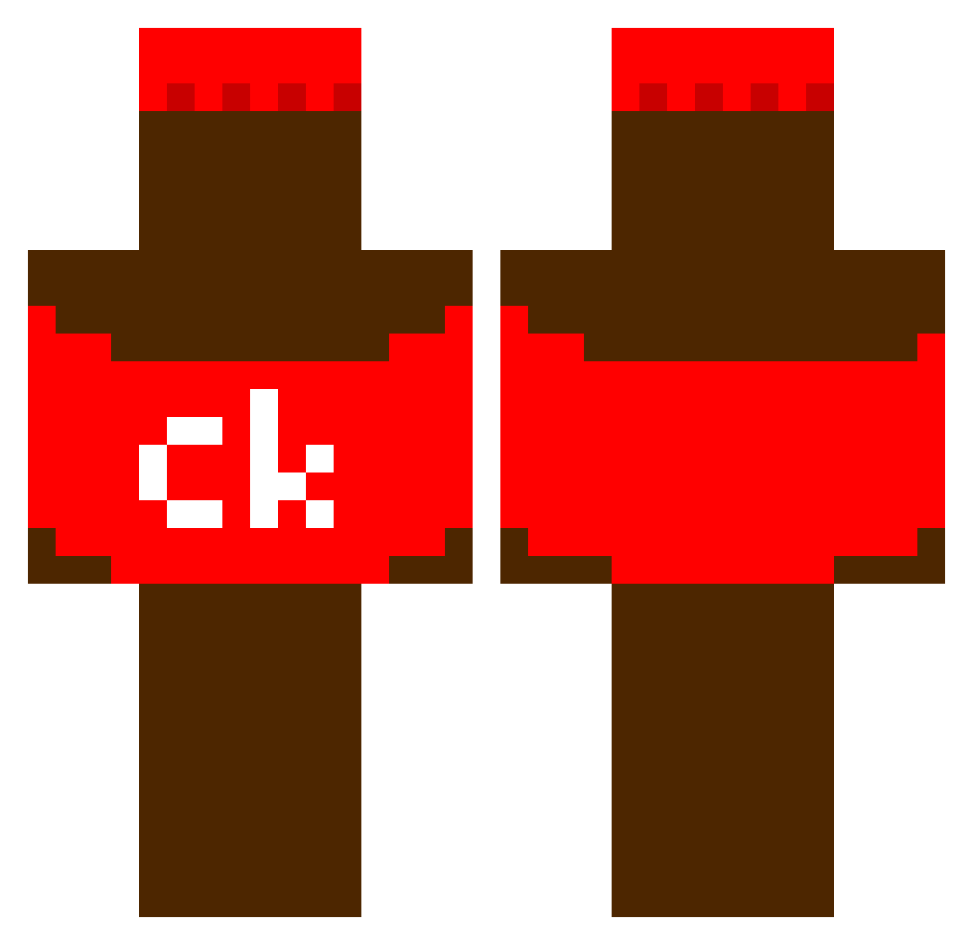 cokacolla Minecraft skin, front and back view