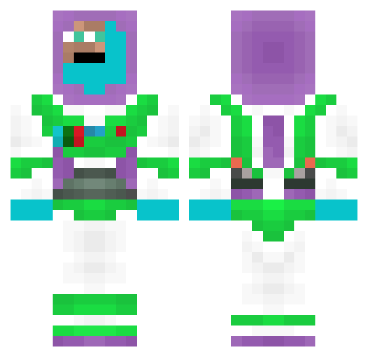 xxxBonk Minecraft skin, front and back view