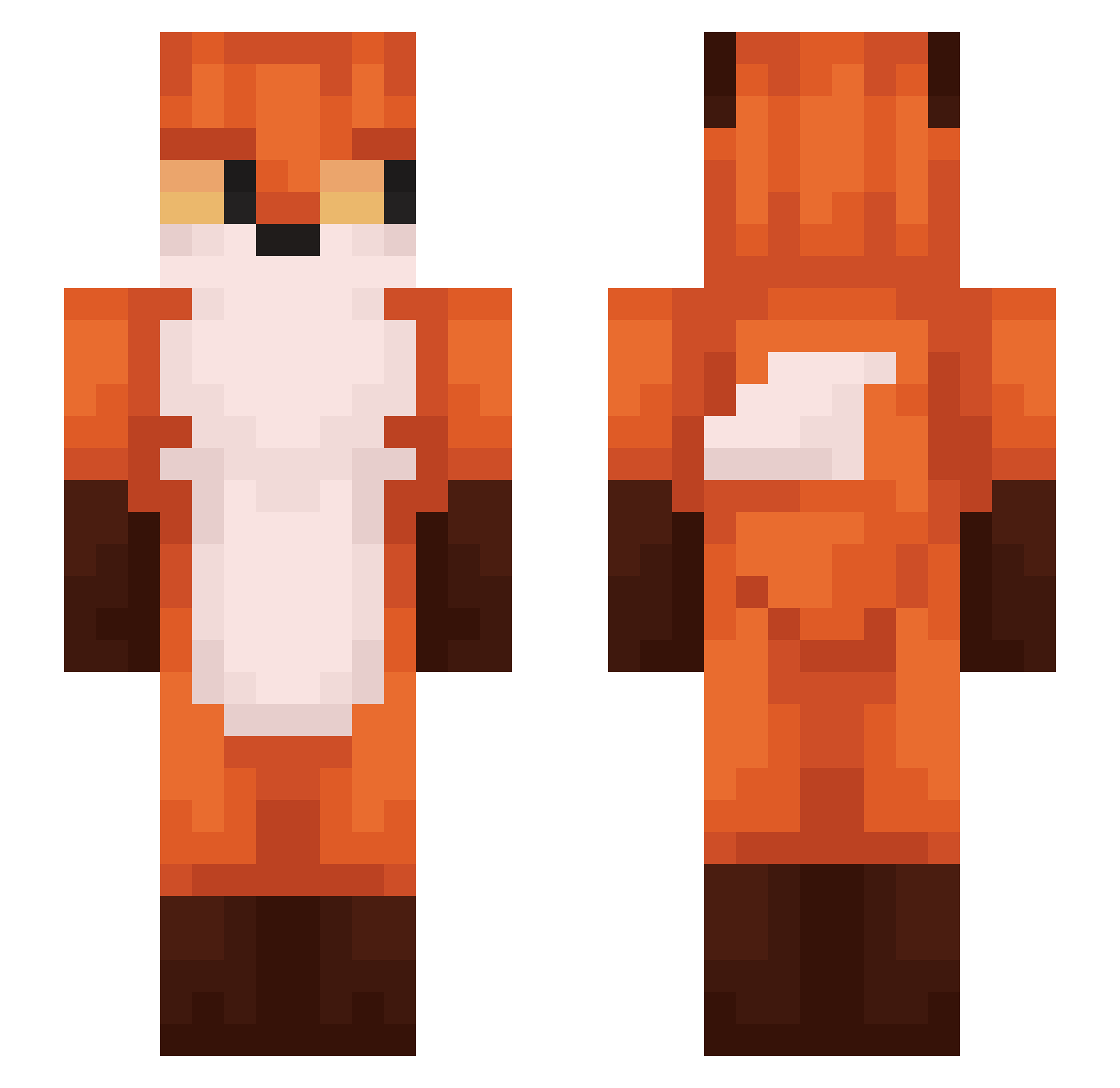 vulpirae Minecraft skin, front and back view