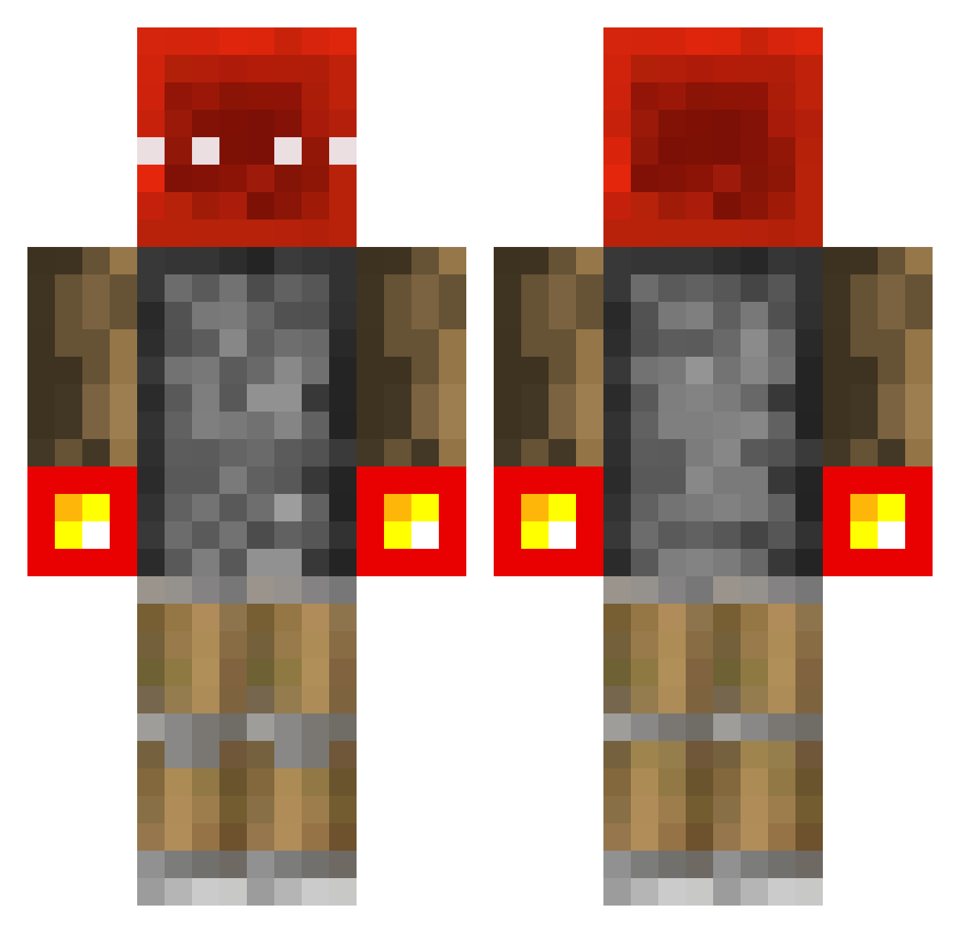 Crangado Minecraft skin, front and back view