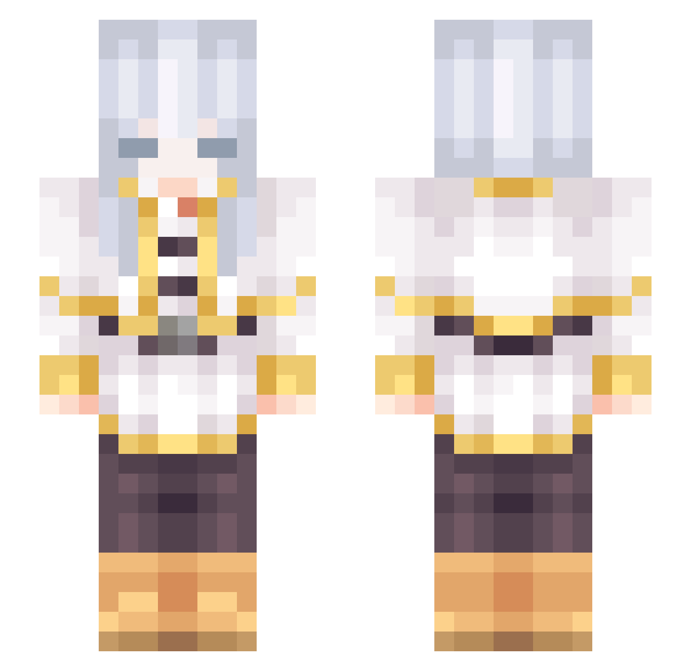 DOR8 Minecraft skin, front and back view