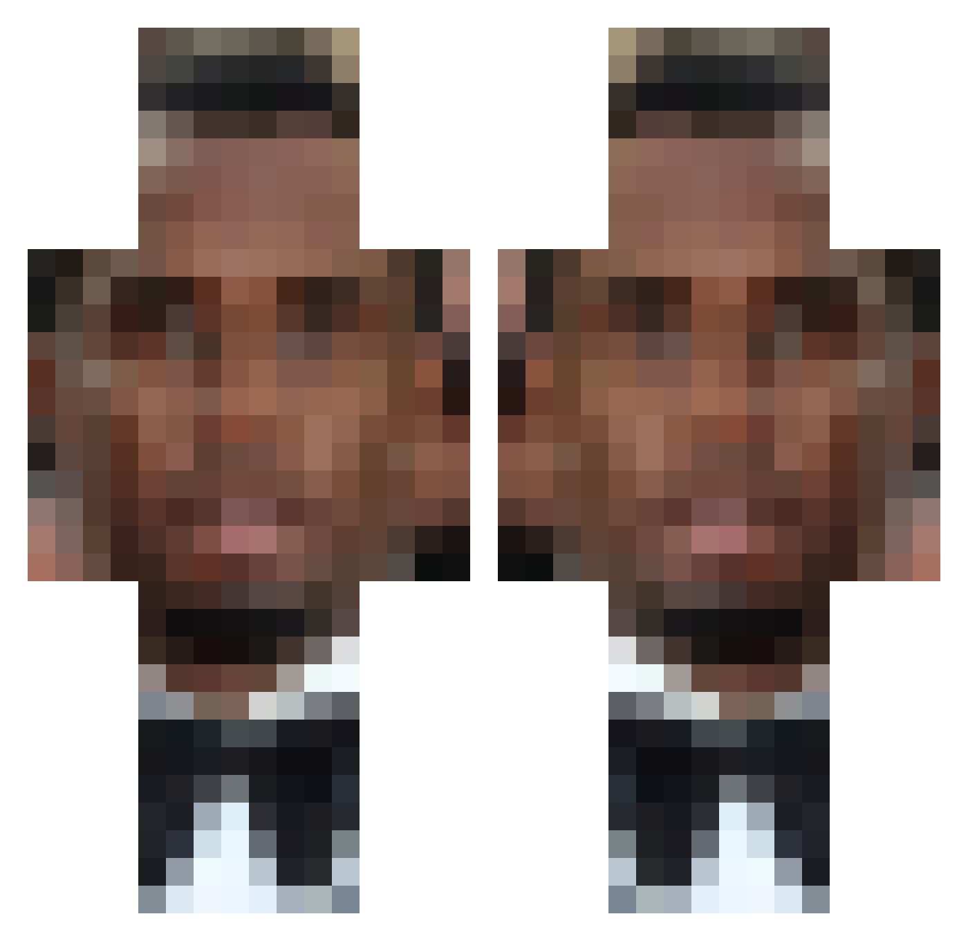 RNGhawktuey42 Minecraft skin, front and back view