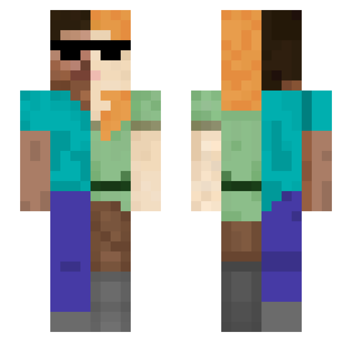 BowSpamer_ Minecraft skin, front and back view