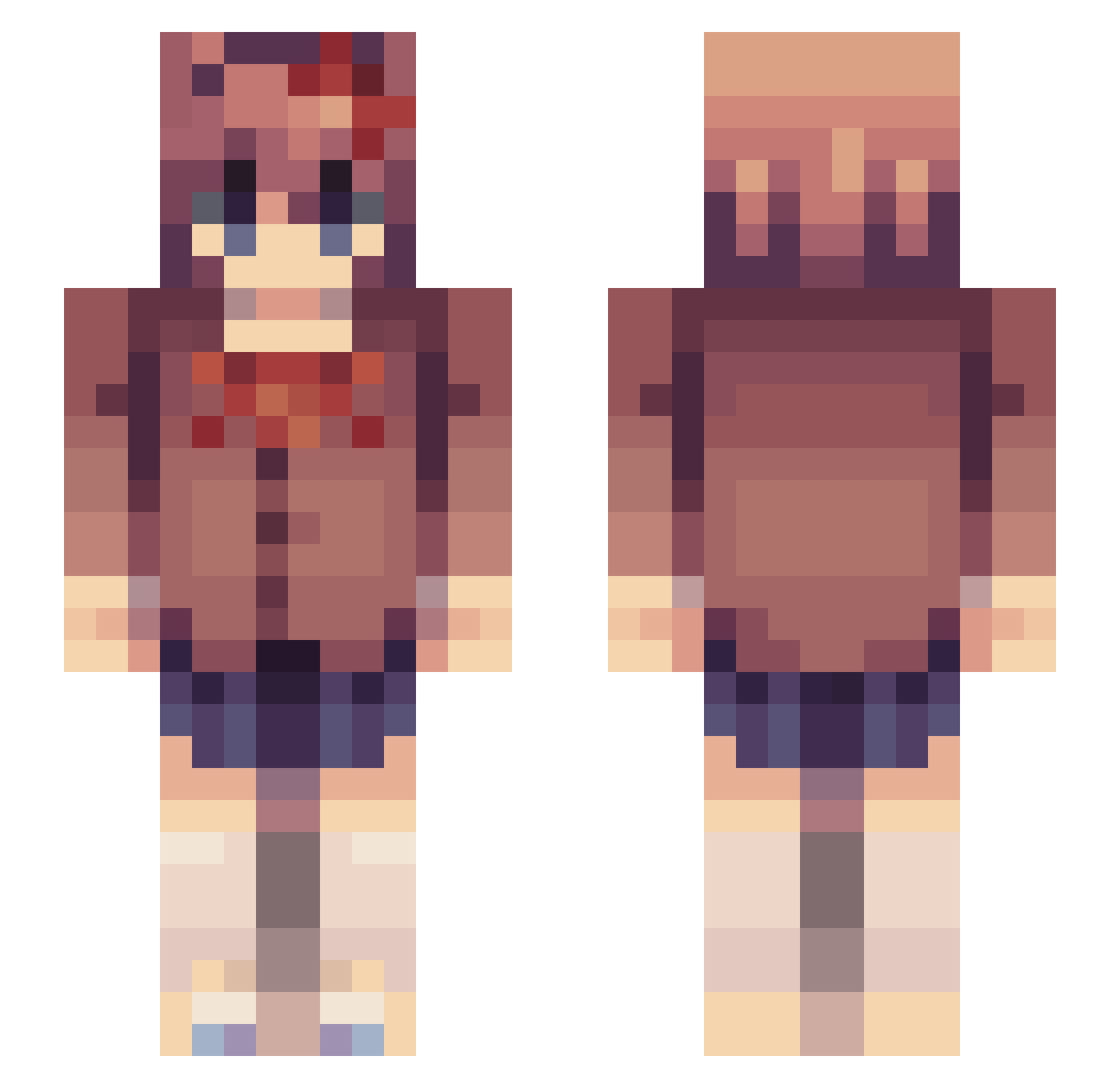 Beachgirl113108 Minecraft skin, front and back view