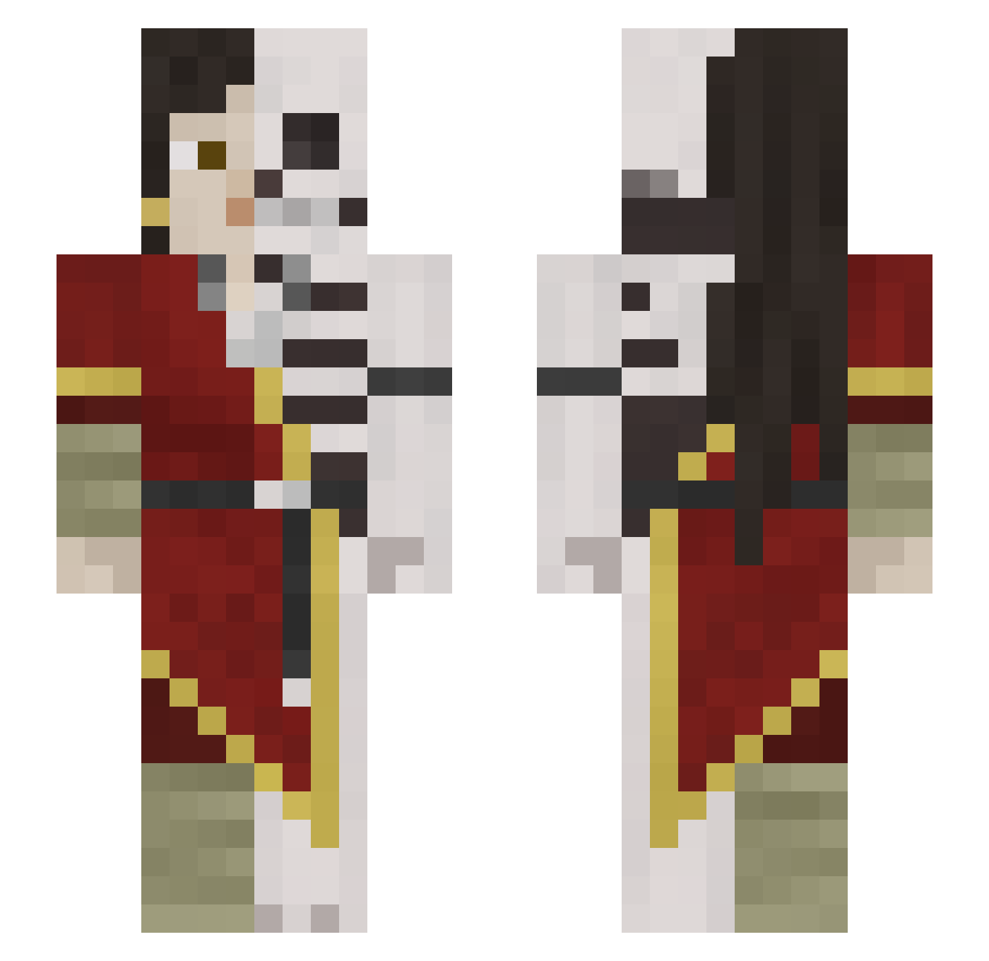 Hel Minecraft skin, front and back view