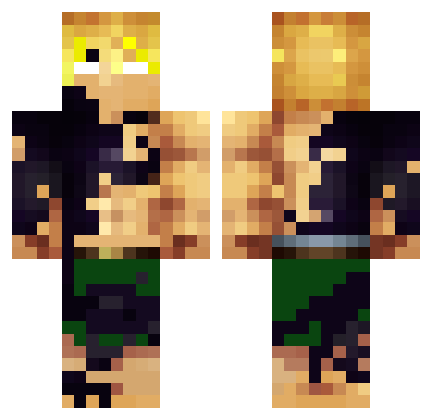 theshadowmonarch Minecraft skin, front and back view