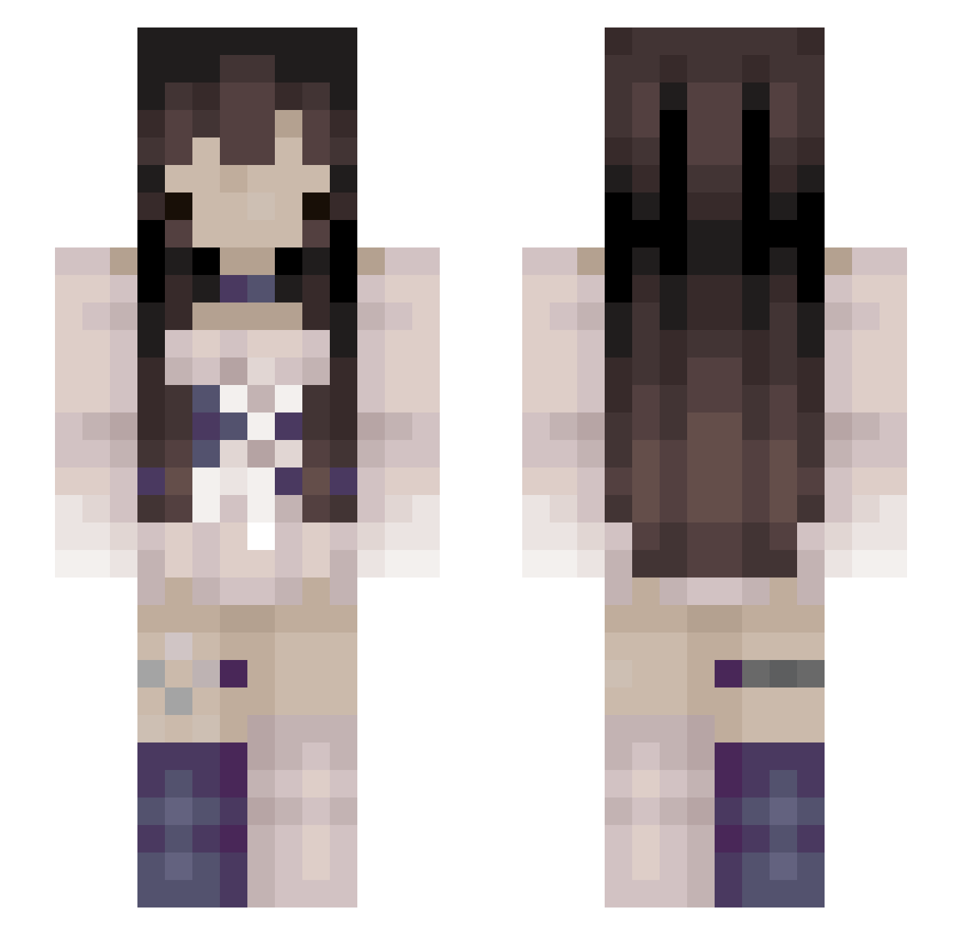 yrbad Minecraft skin, front and back view
