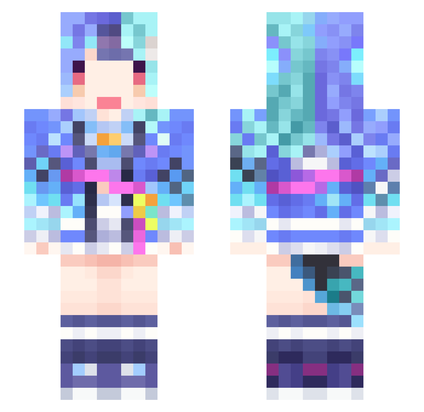 subarushi Minecraft skin, front and back view