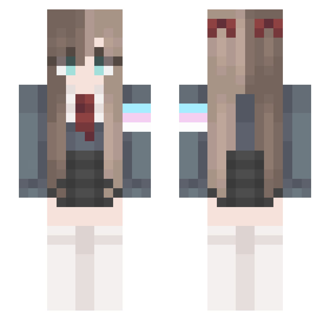 SleepyLunaxoxo Minecraft skin, front and back view