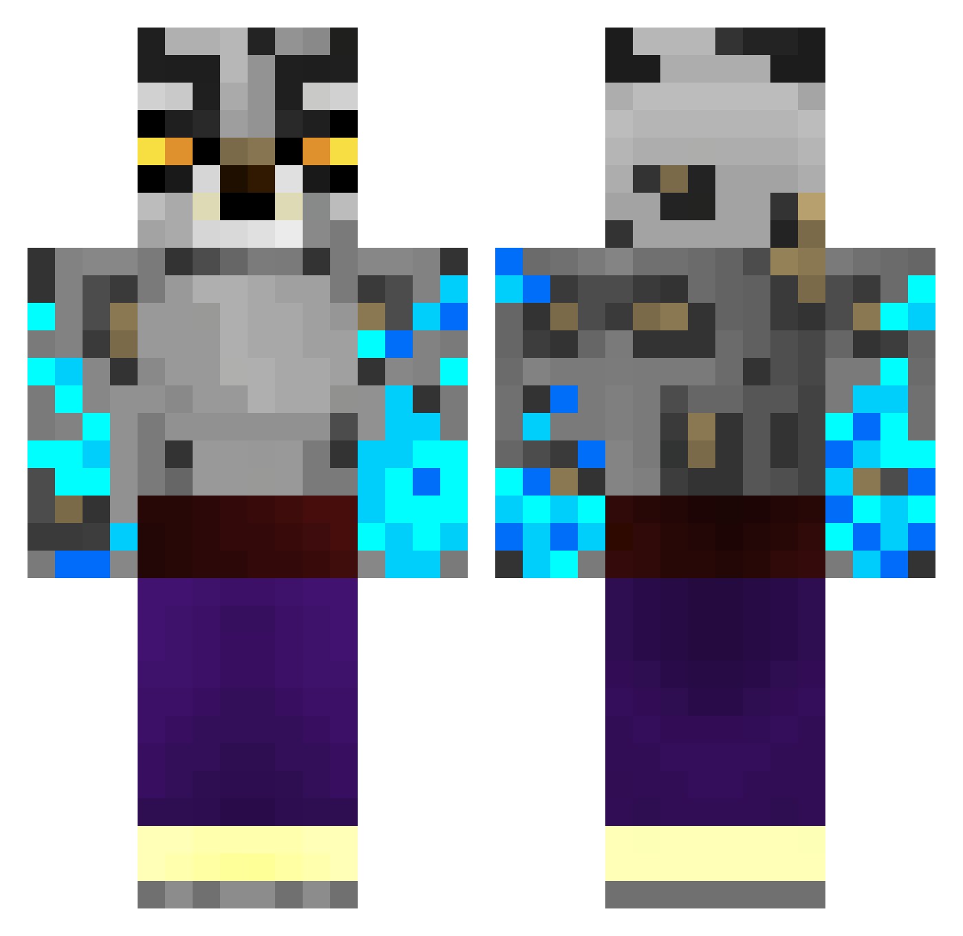comandoneverdies Minecraft skin, front and back view