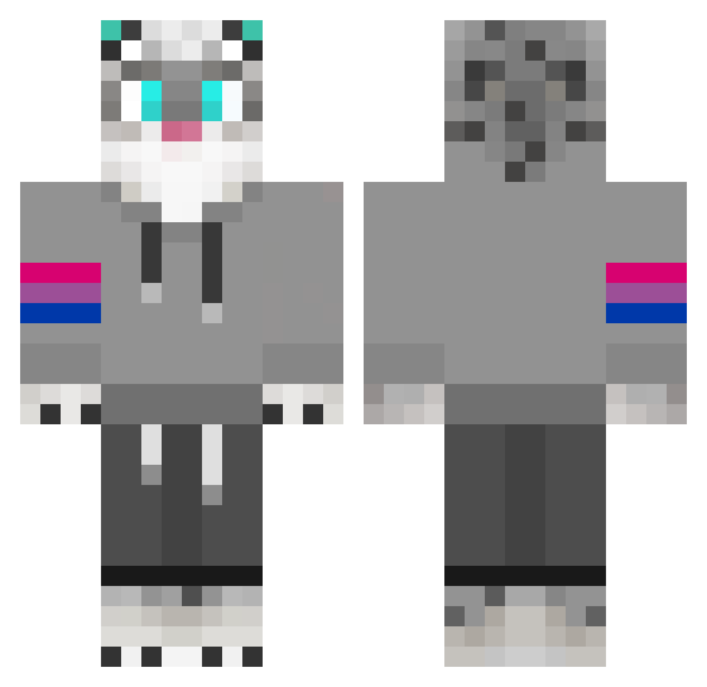 Kingswaida Minecraft skin, front and back view