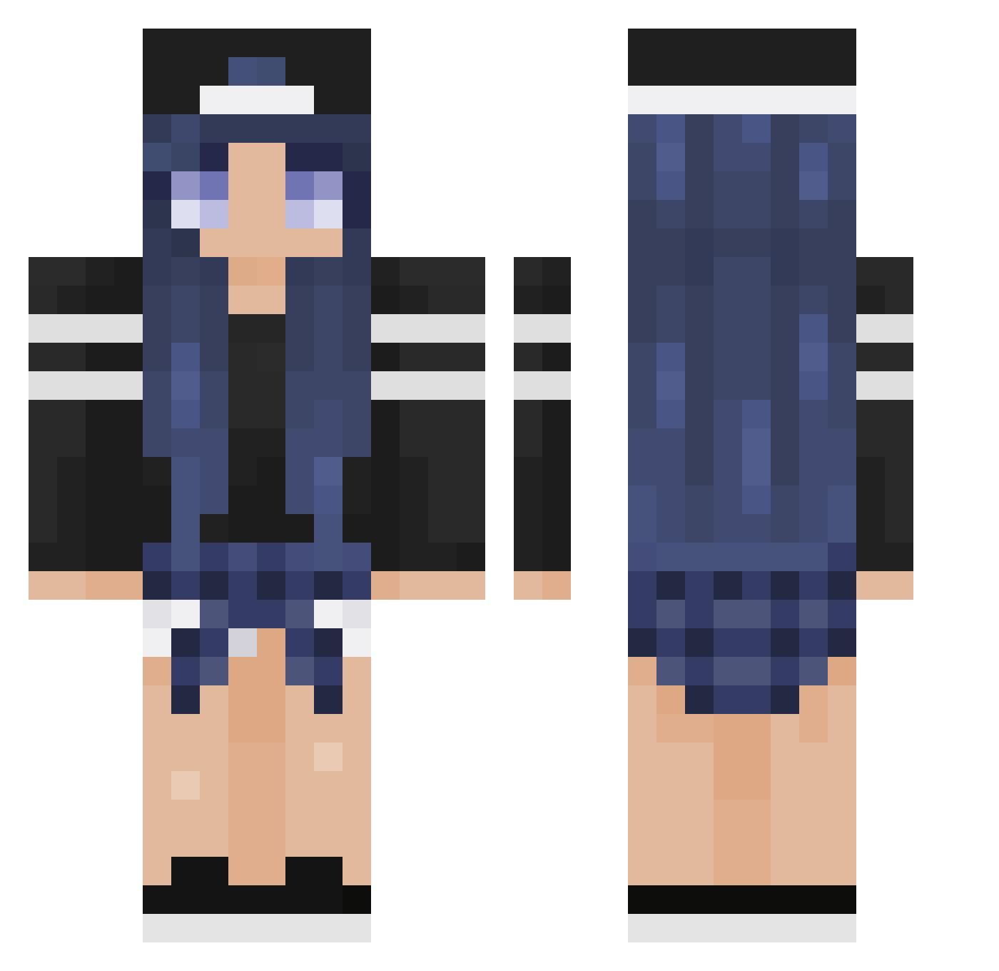 ThePokeyKarma Minecraft skin, front and back view