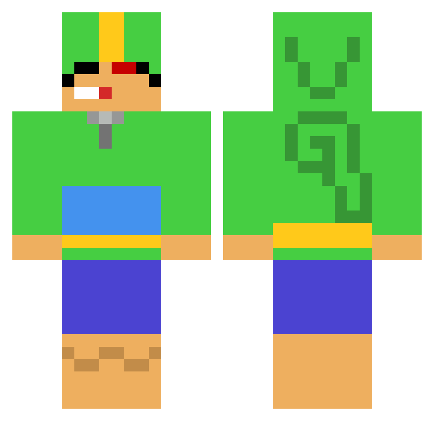 MrSlimerus Minecraft skin, front and back view