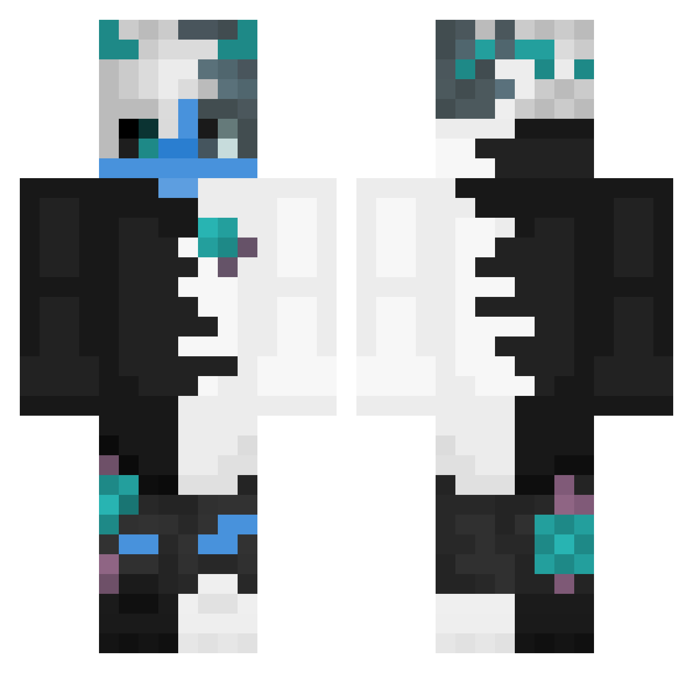 Re7GHeR Minecraft skin, front and back view