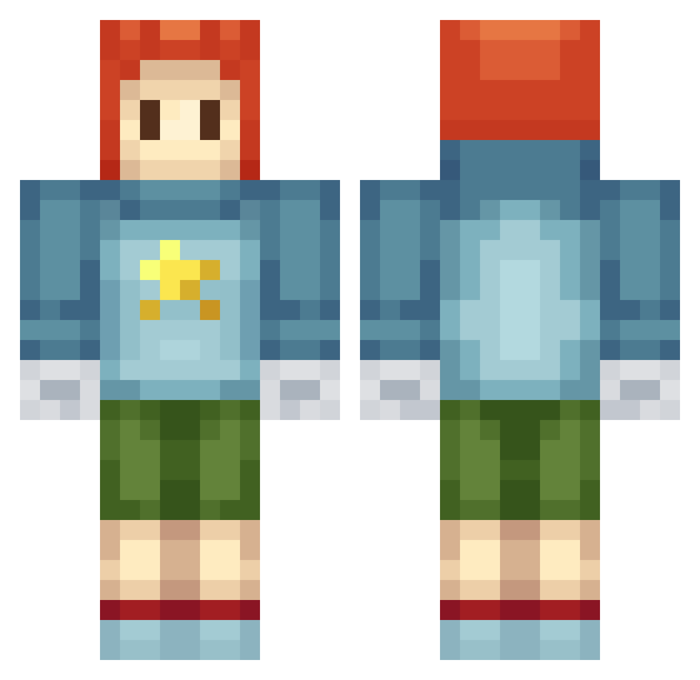 Maximum Minecraft skin, front and back view