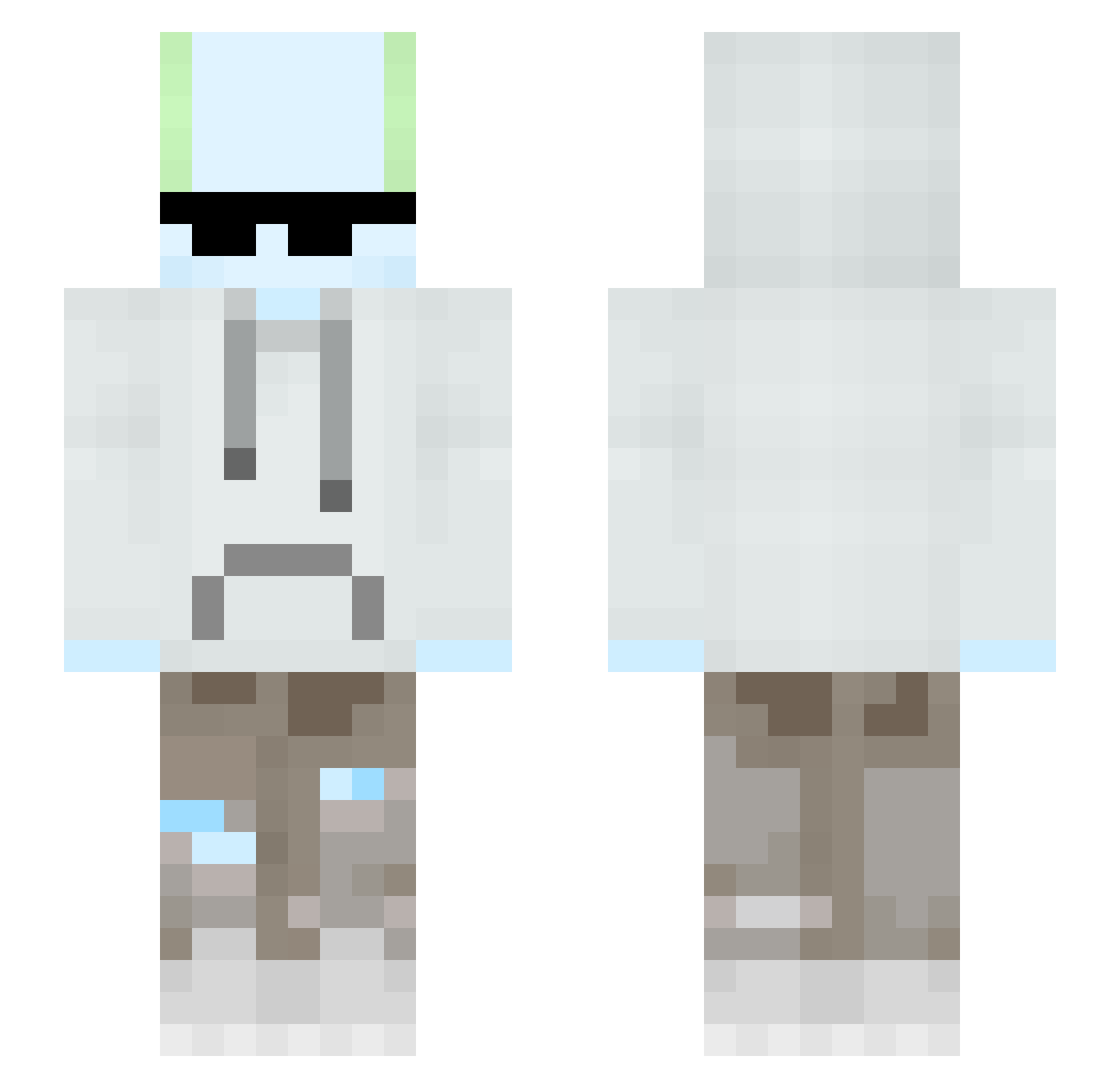 X1aoBe11 Minecraft skin, front and back view