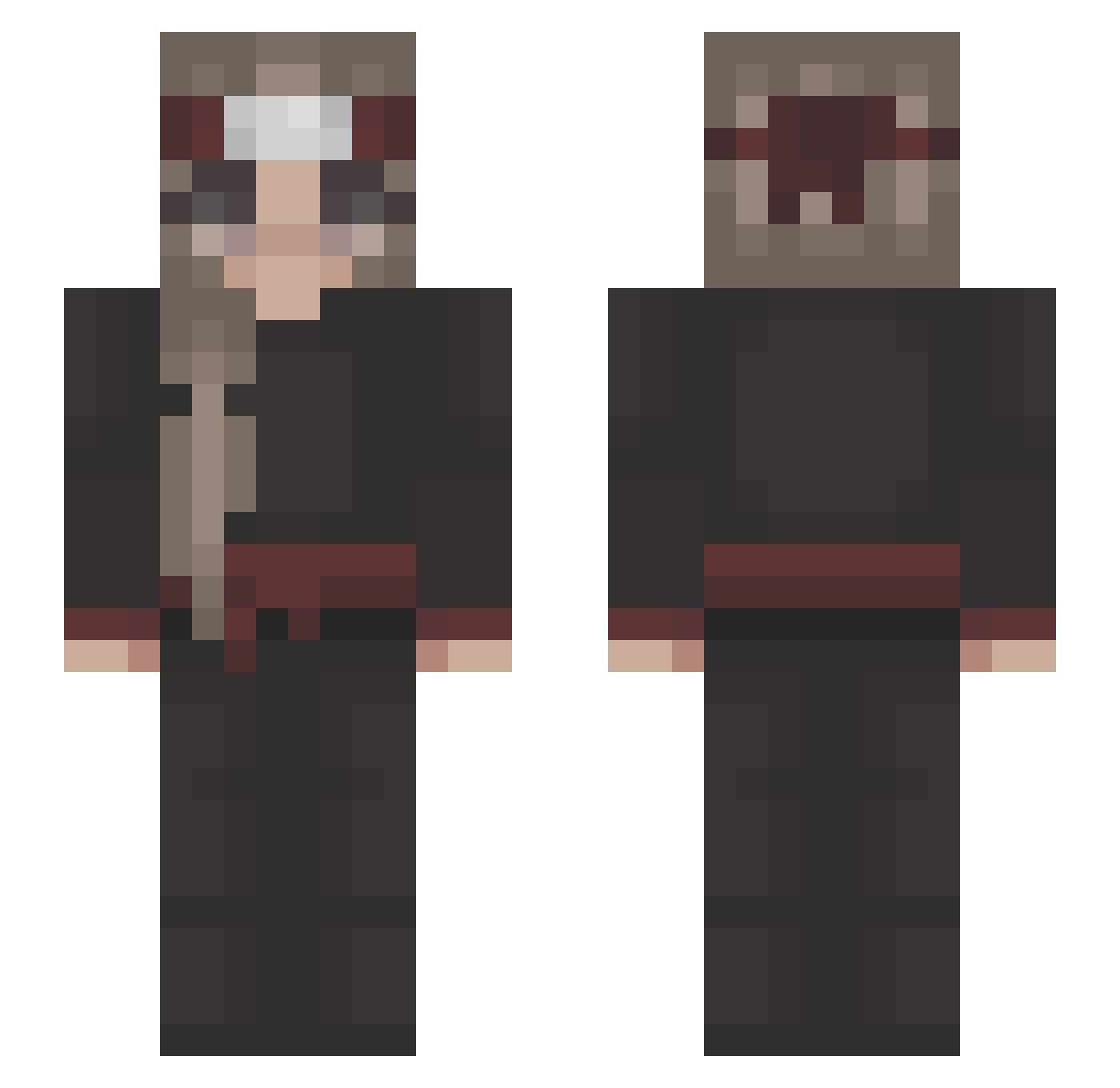 xSn1a Minecraft skin, front and back view