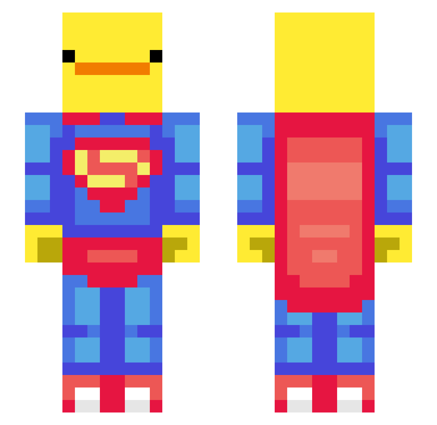 Abfallentsorgung Minecraft skin, front and back view