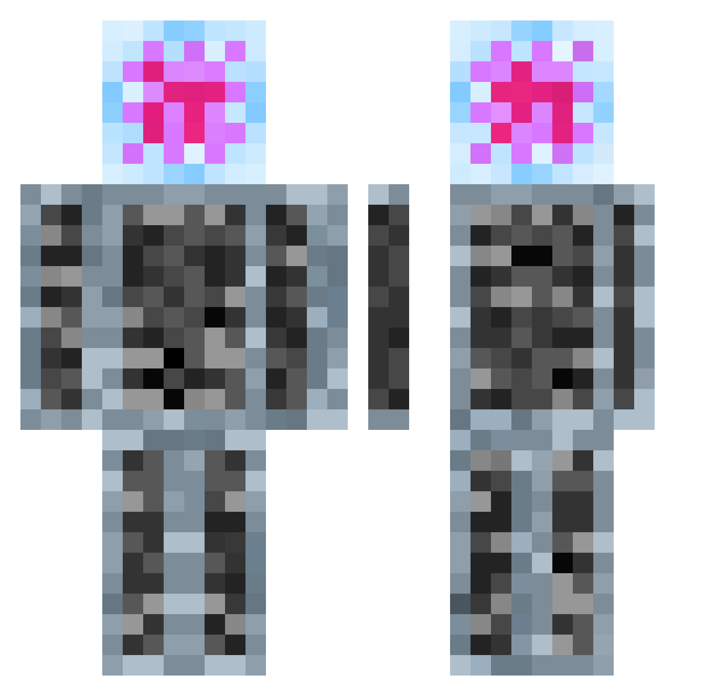 WaRaSaSiN Minecraft skin, front and back view