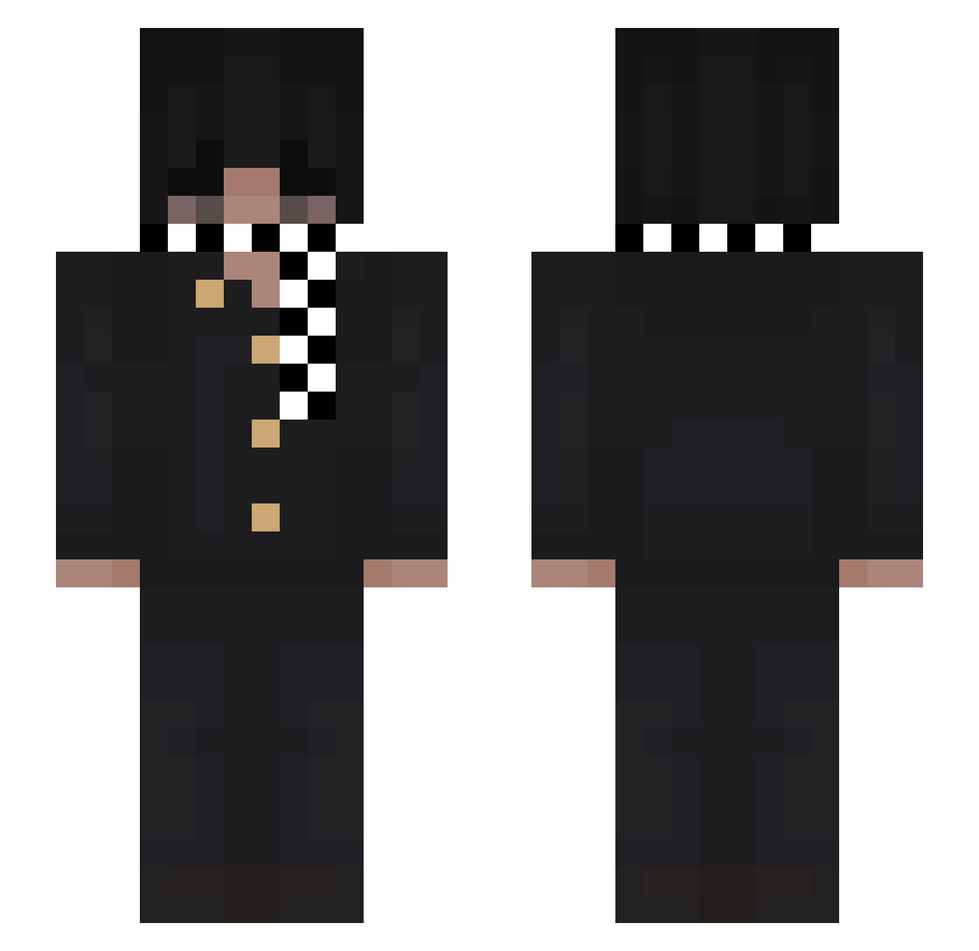 ZHXDV Minecraft skin, front and back view