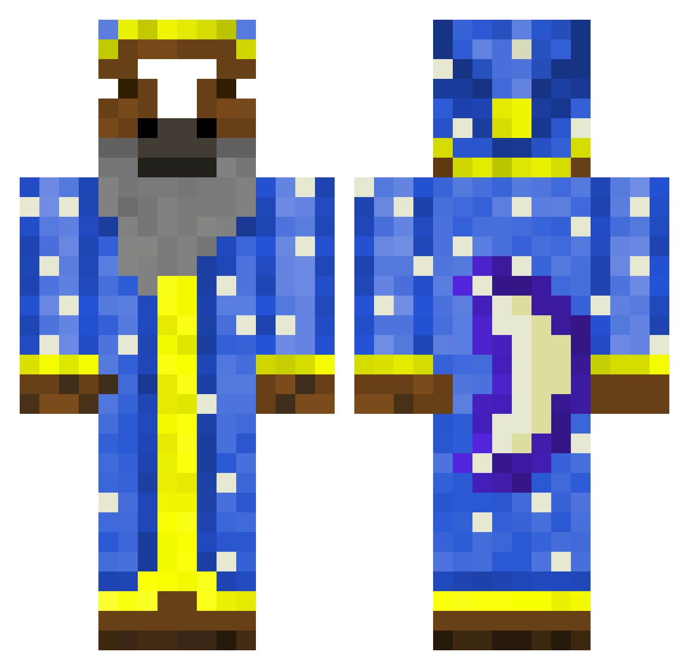 ConcreteJoe Minecraft skin, front and back view