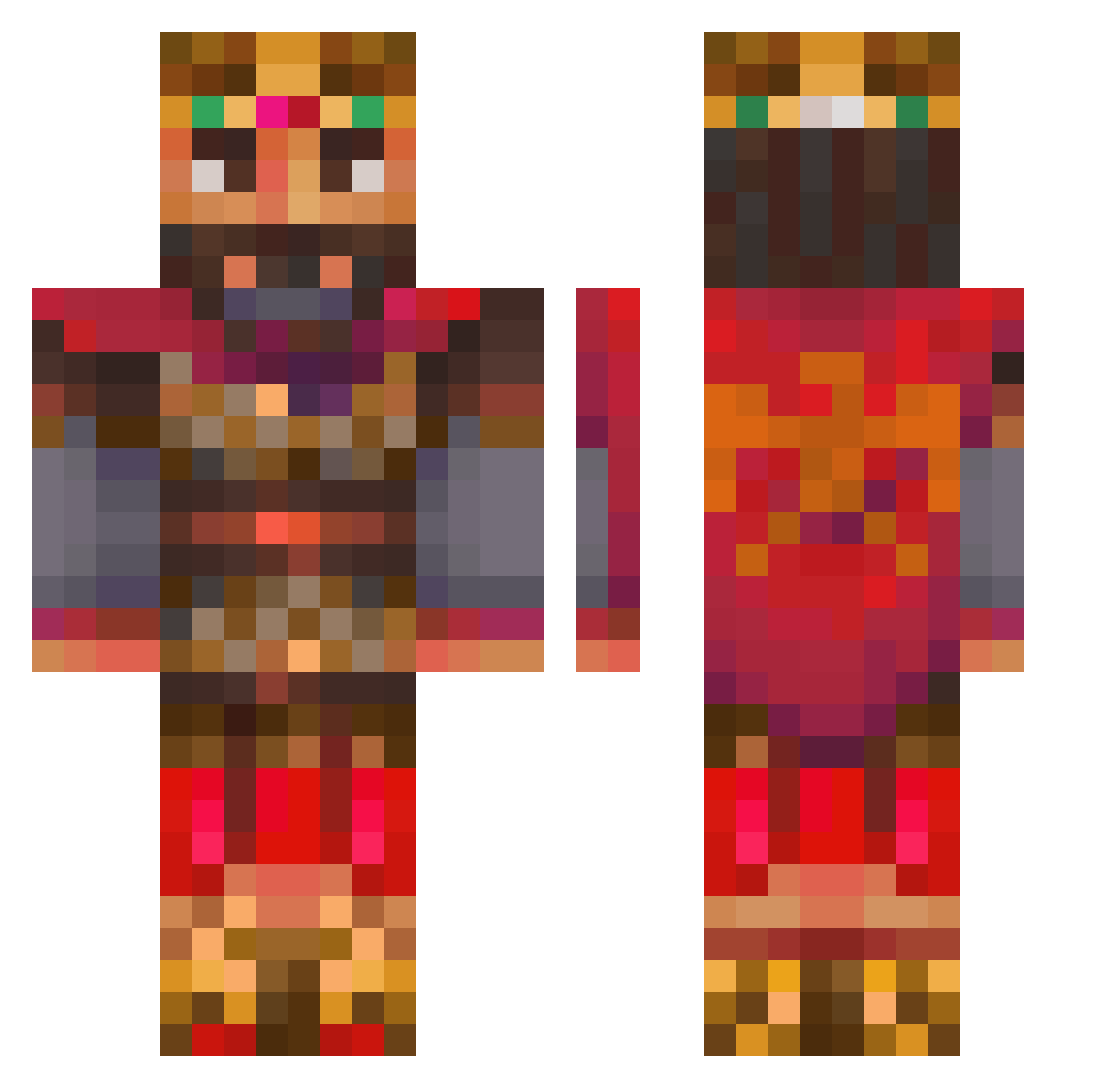 TrueReds2008 Minecraft skin, front and back view
