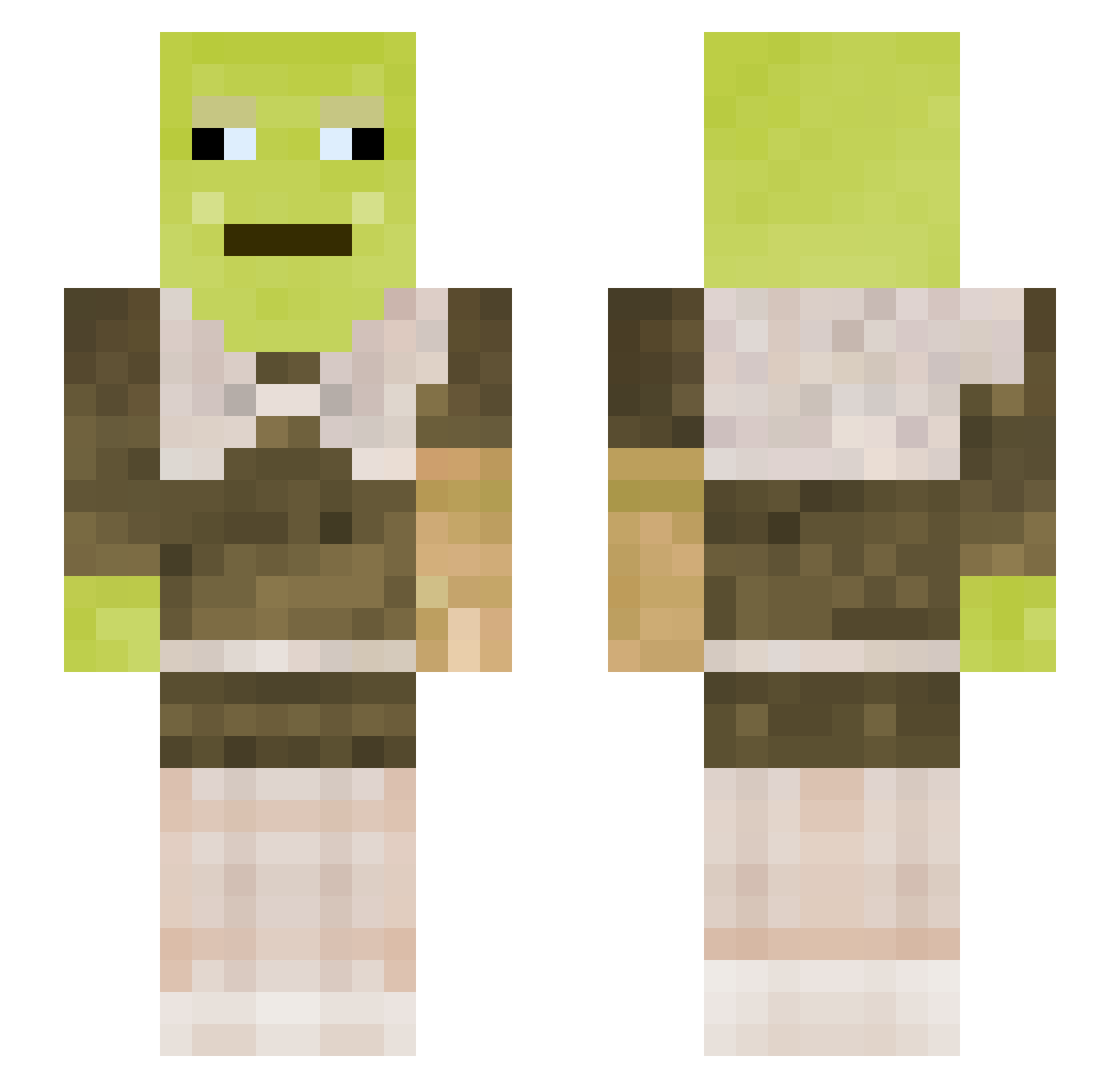 GigaClack Minecraft skin, front and back view