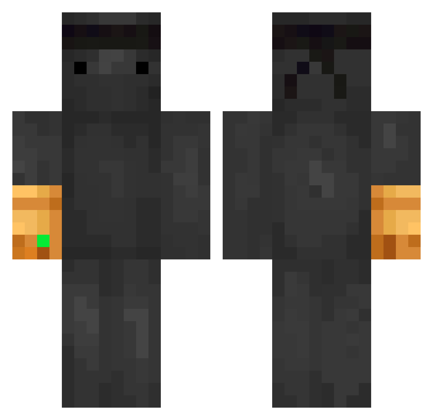 JackolGOD Minecraft skin, front and back view