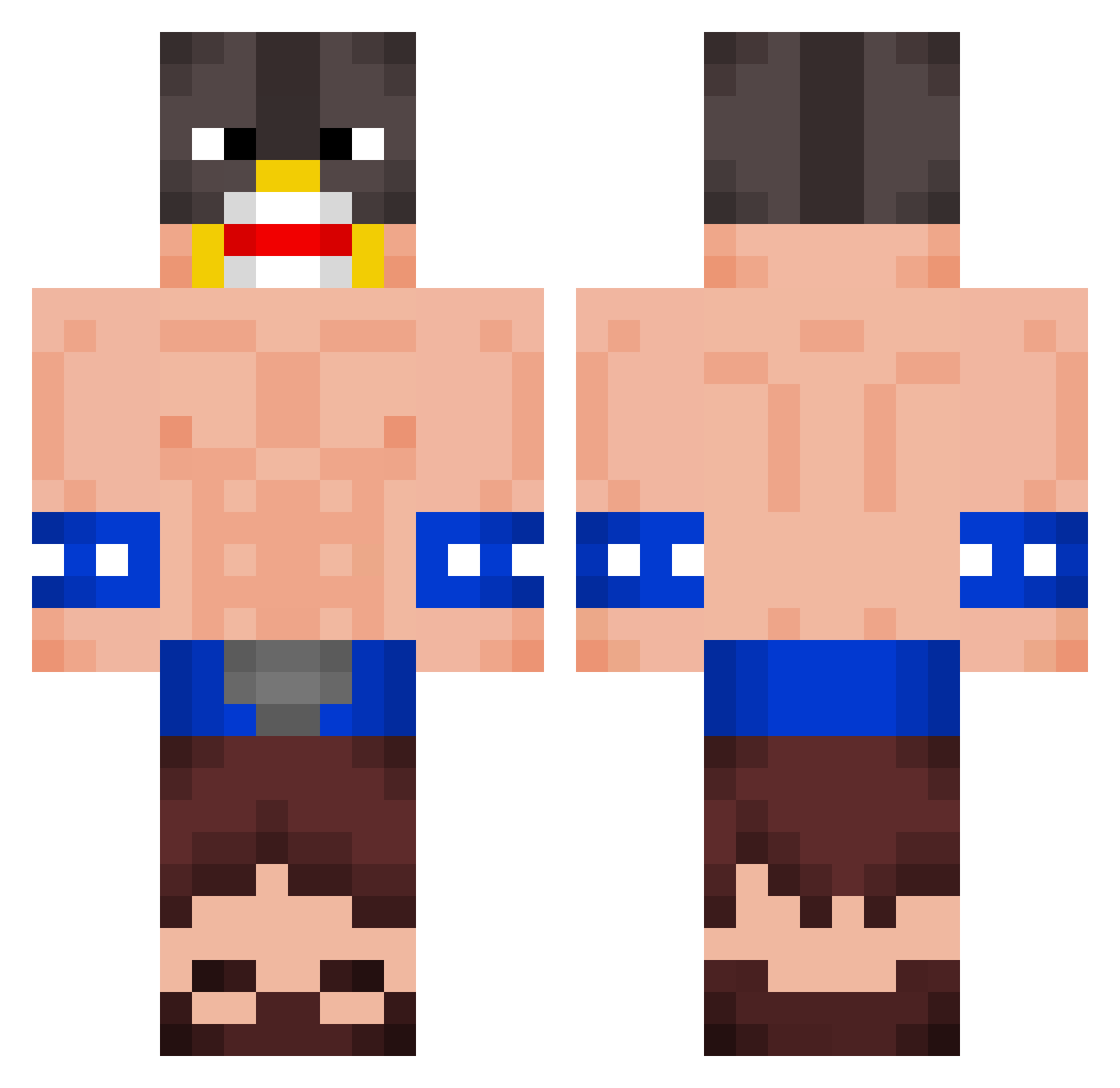 Dexonals Minecraft skin, front and back view