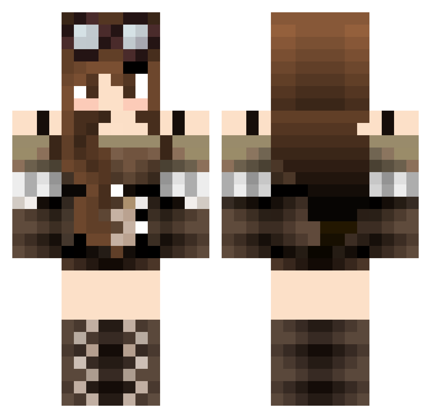 Antisymmetrical Minecraft skin, front and back view