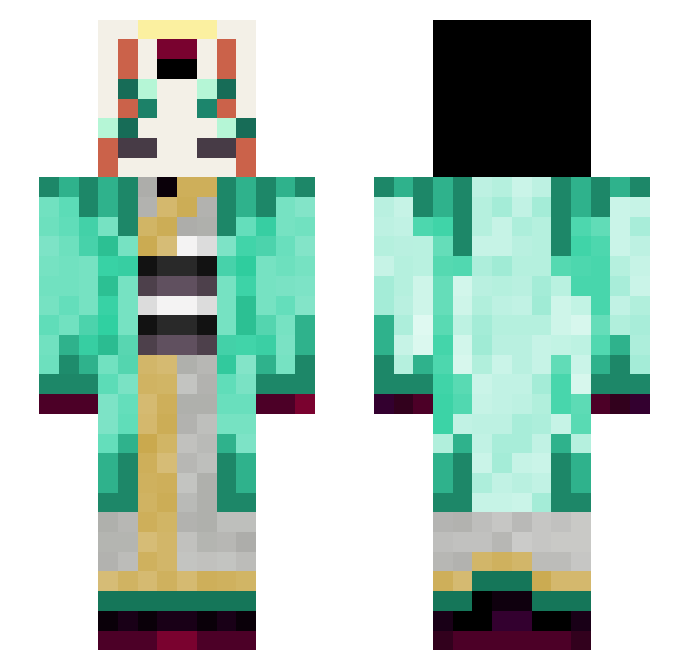 Puryll Minecraft skin, front and back view