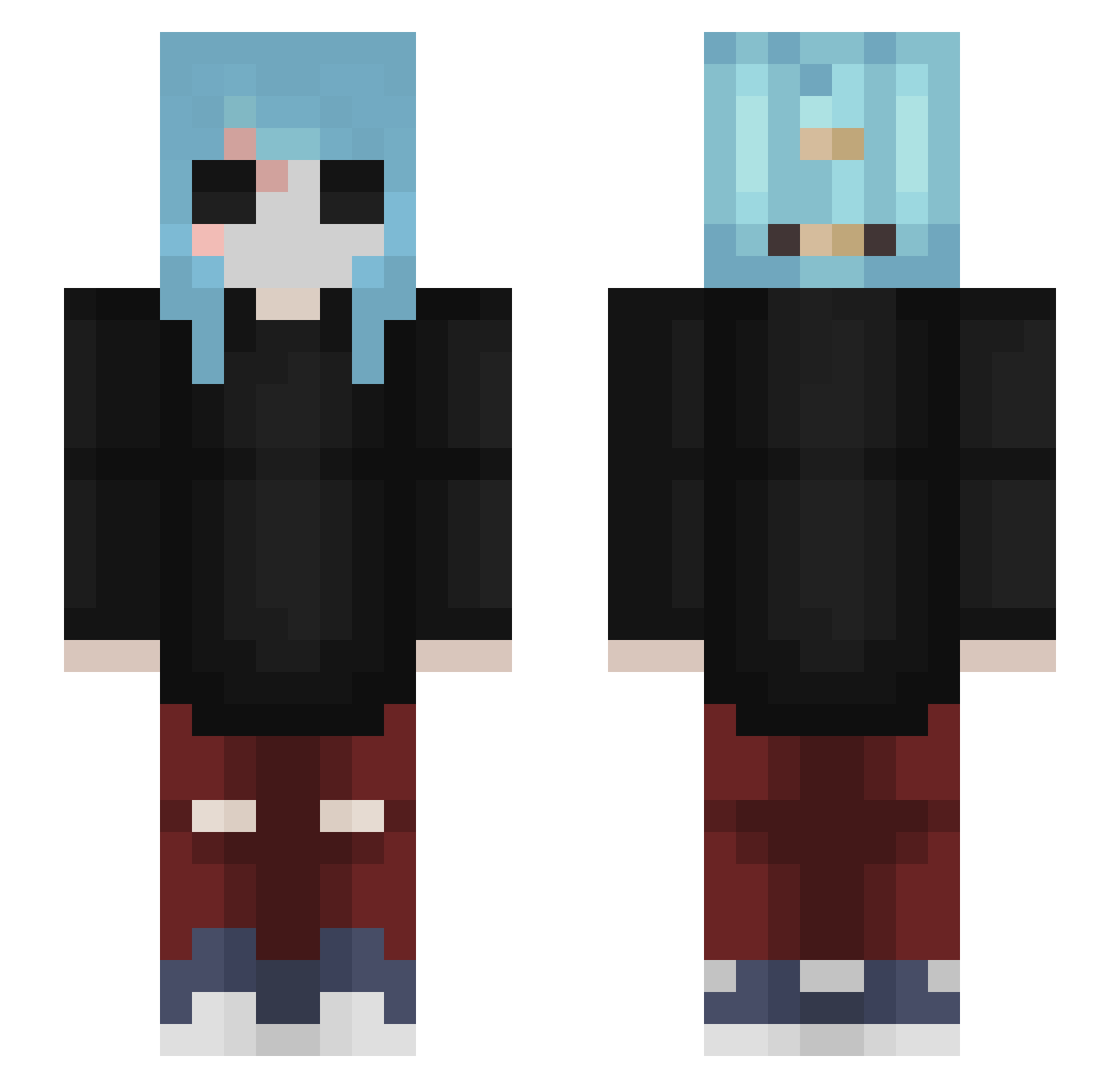 AwesomeZams Minecraft skin, front and back view