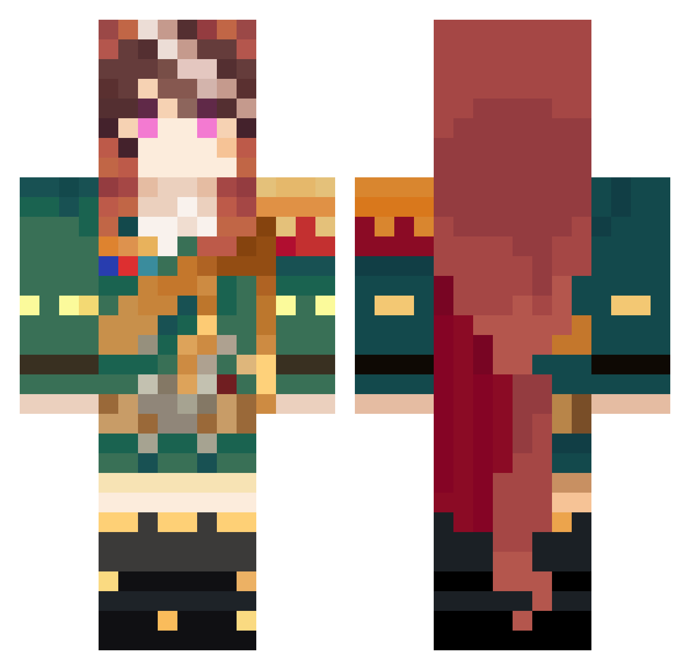 DarkinPan Minecraft skin, front and back view