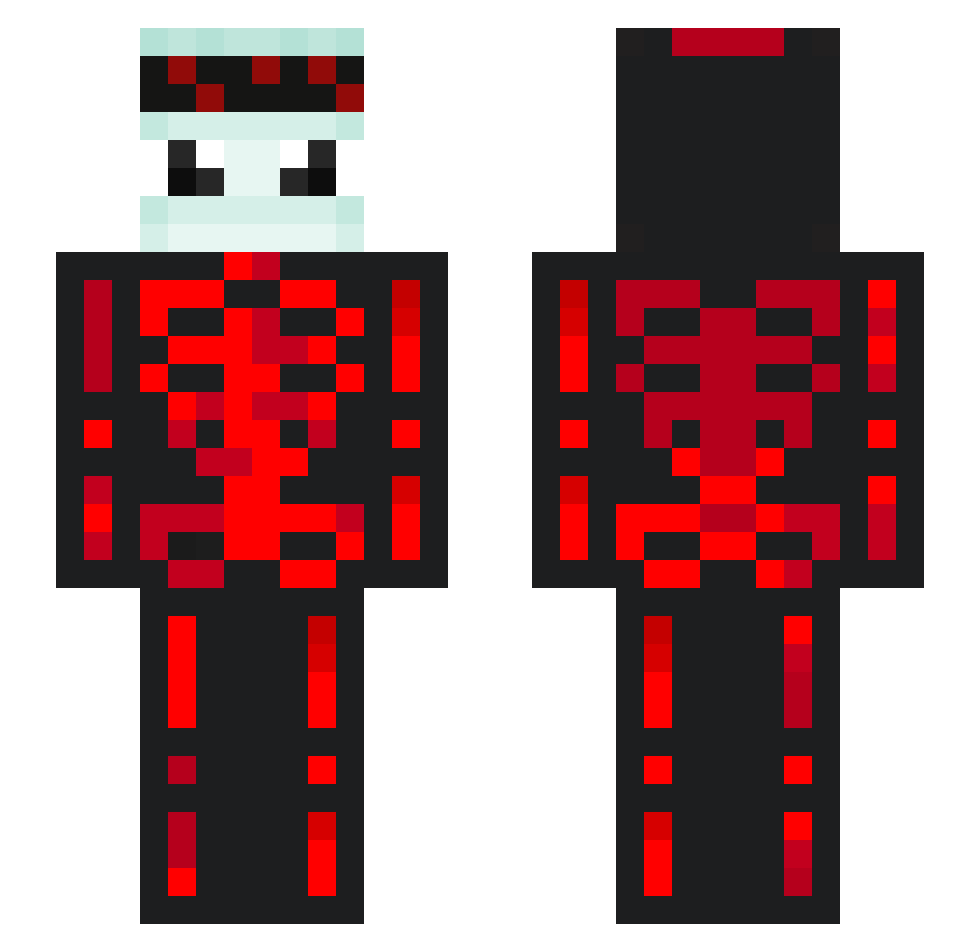 ItzRedx Minecraft skin, front and back view