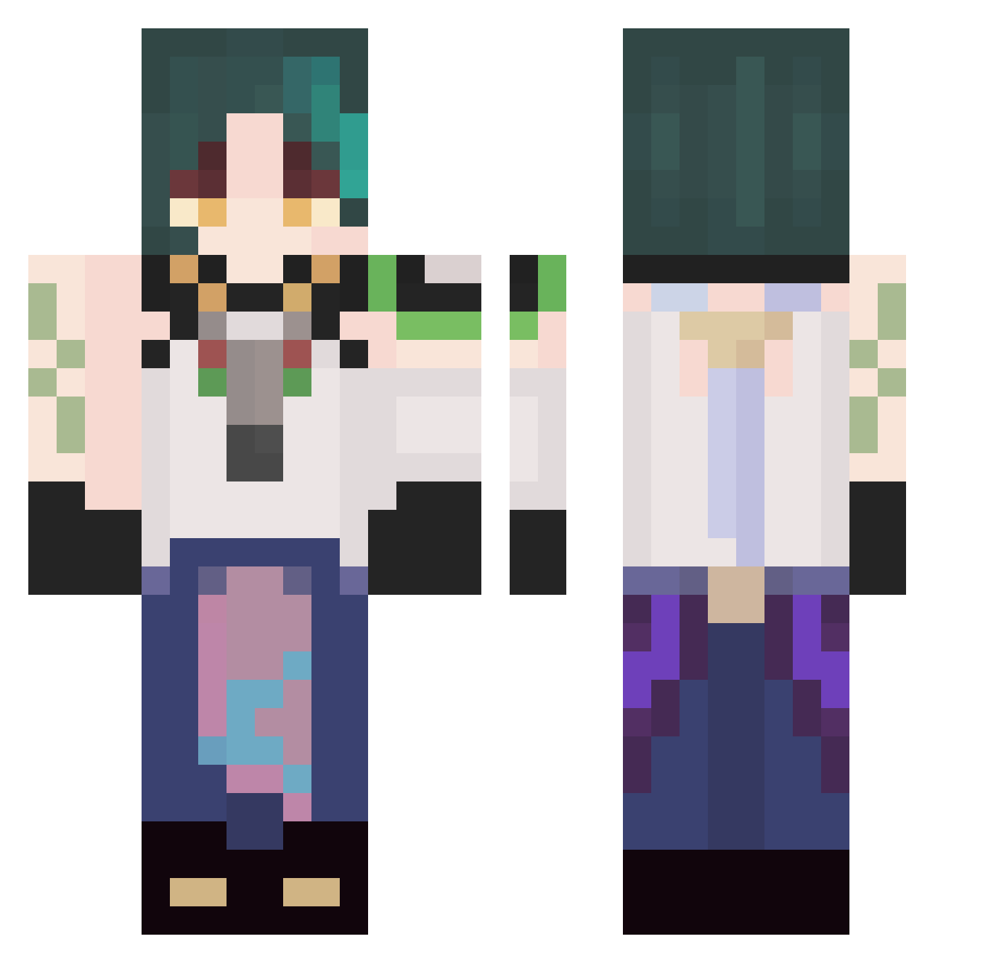 majkaaaa Minecraft skin, front and back view