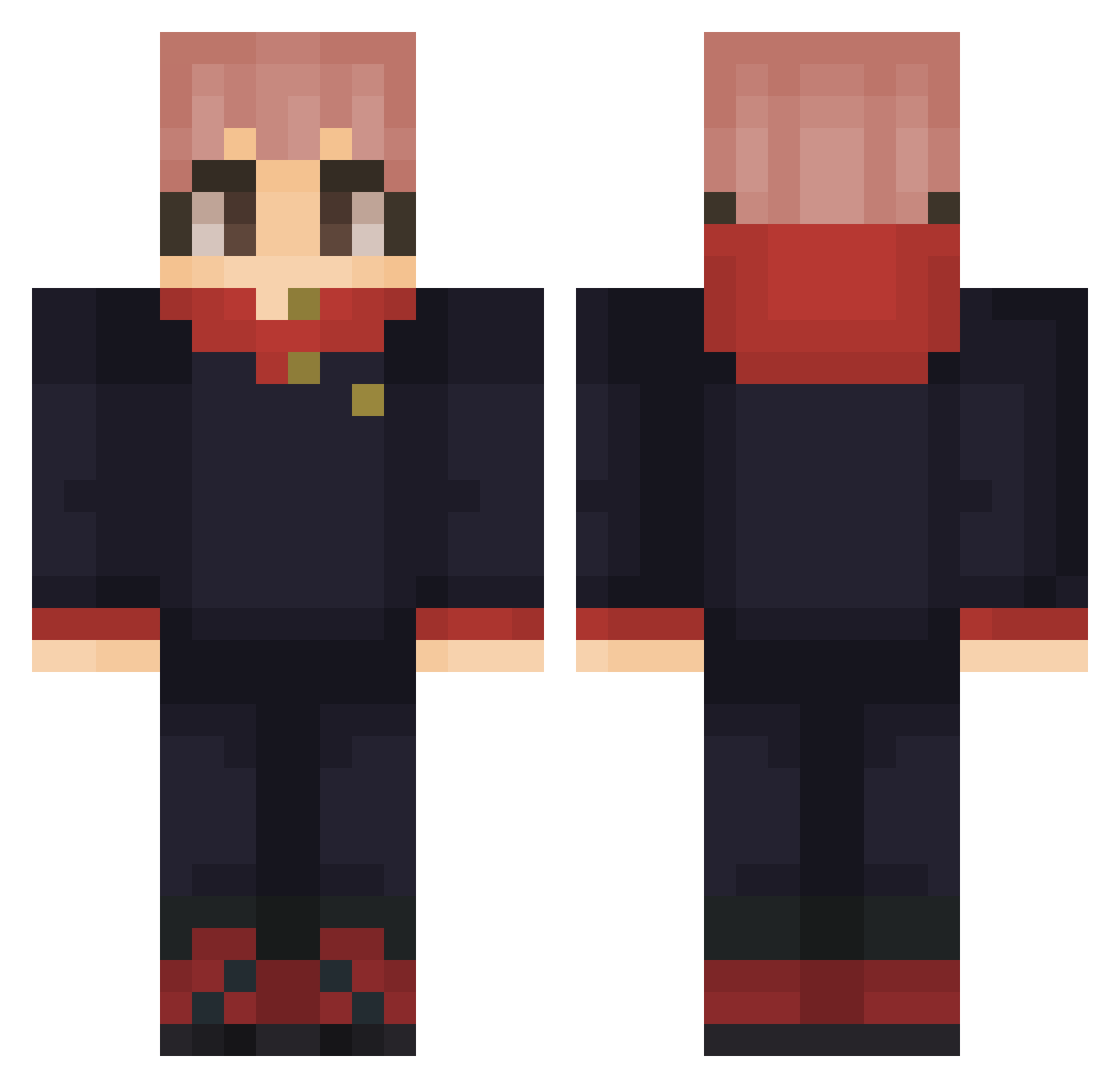 nobeaf Minecraft skin, front and back view