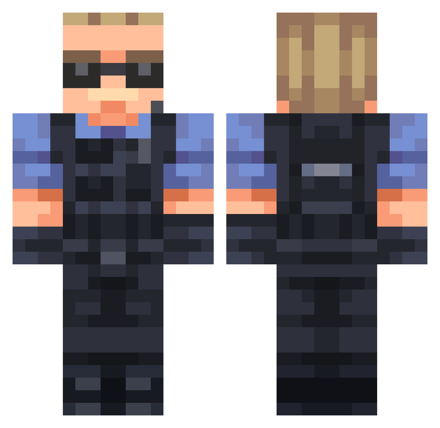 PricedSword930 Minecraft skin, front and back view