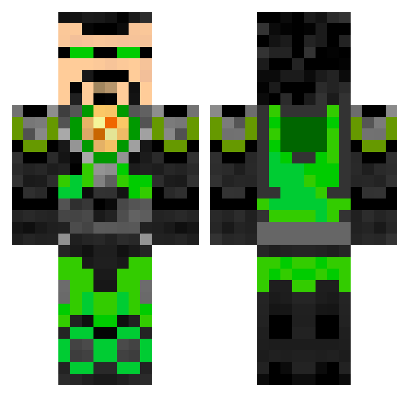 downer Minecraft skin, front and back view