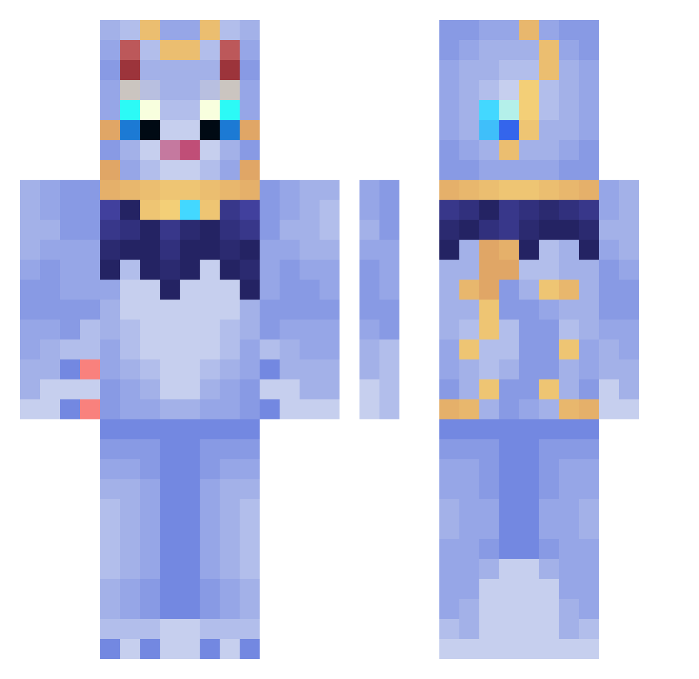MitKornNachVorn Minecraft skin, front and back view