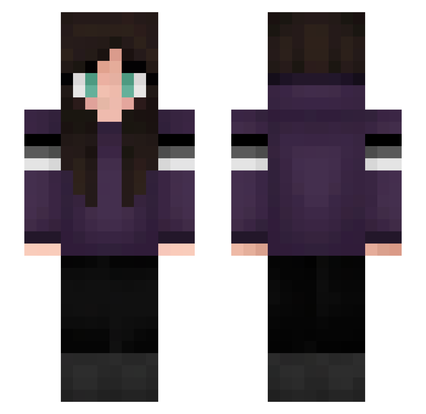 FerretFox Minecraft skin, front and back view