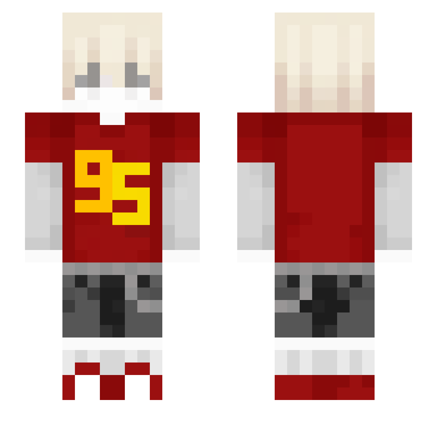Awaked0iq Minecraft skin, front and back view
