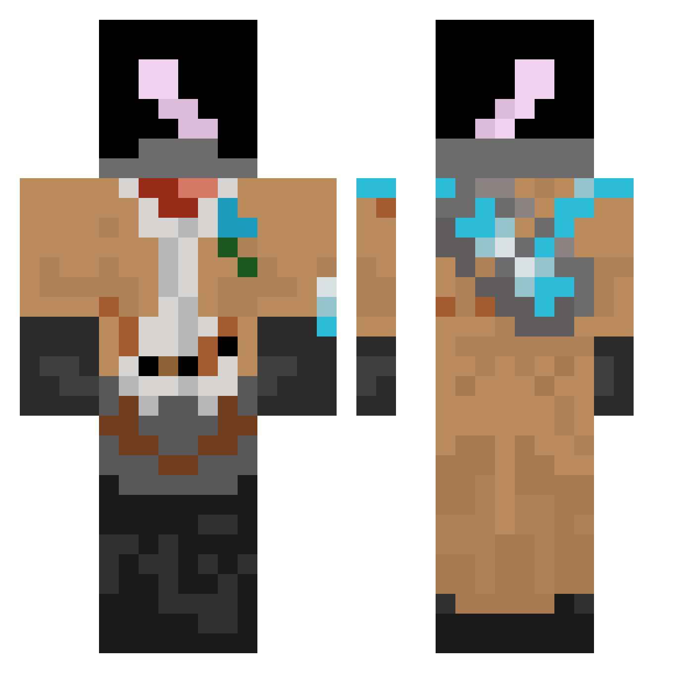 Tienobi Minecraft skin, front and back view