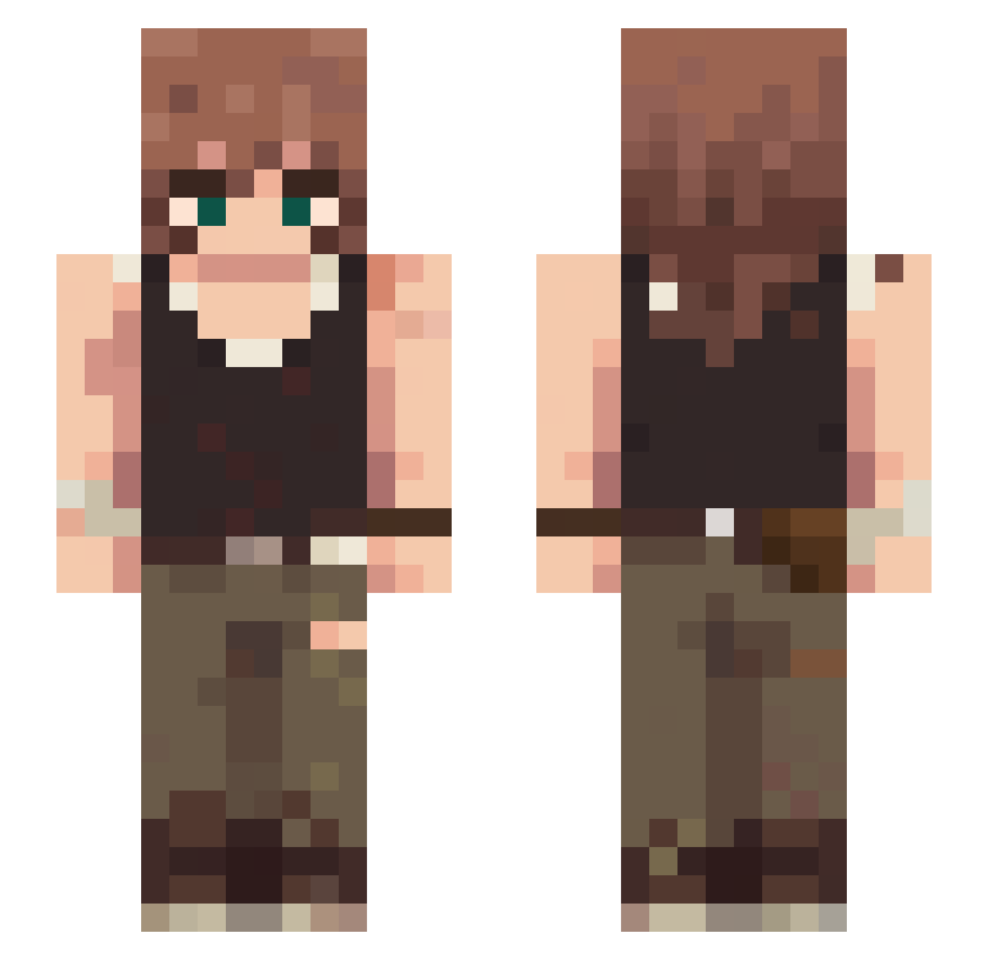 Fiominer Minecraft skin, front and back view
