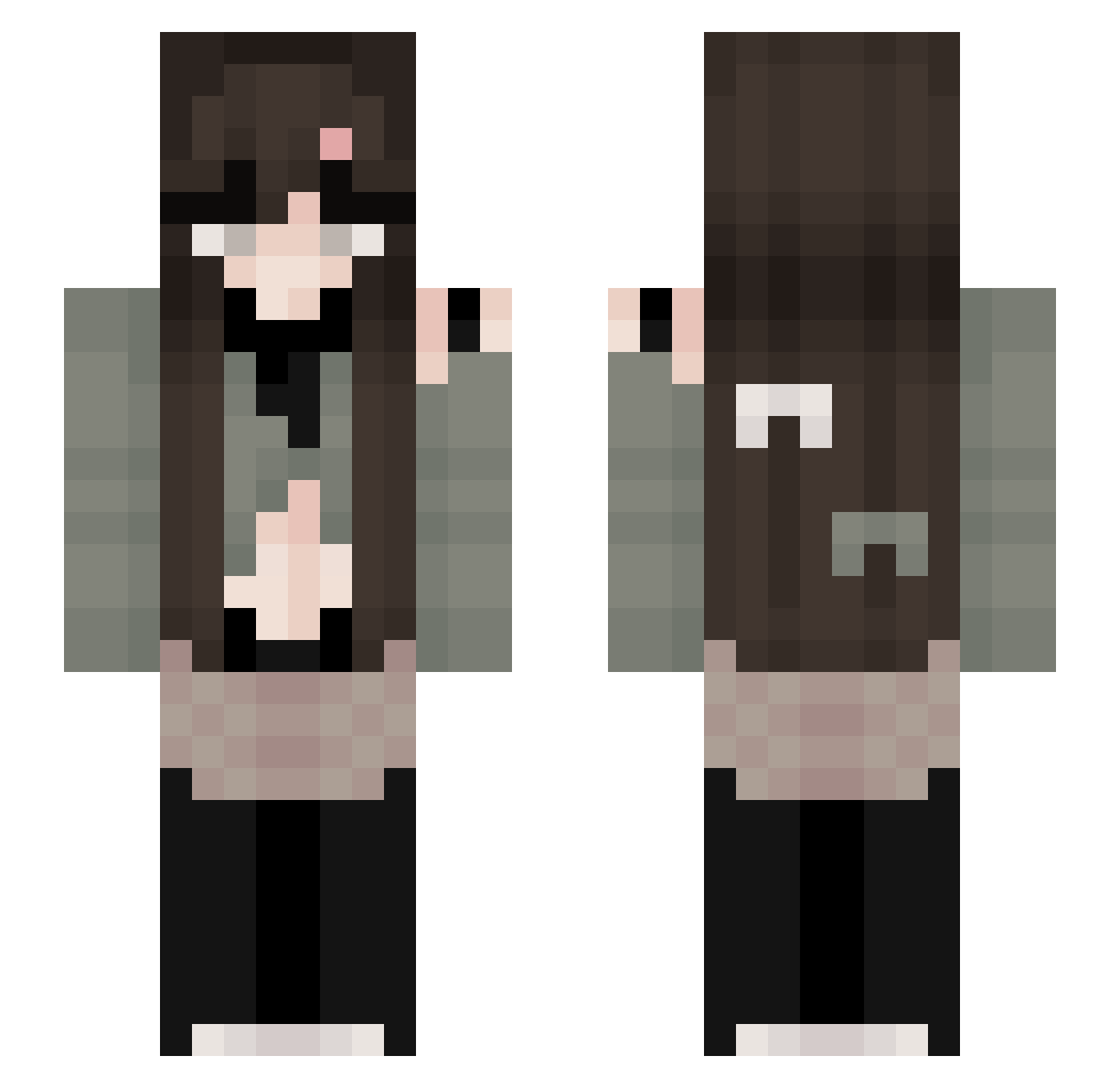 Skadra Minecraft skin, front and back view