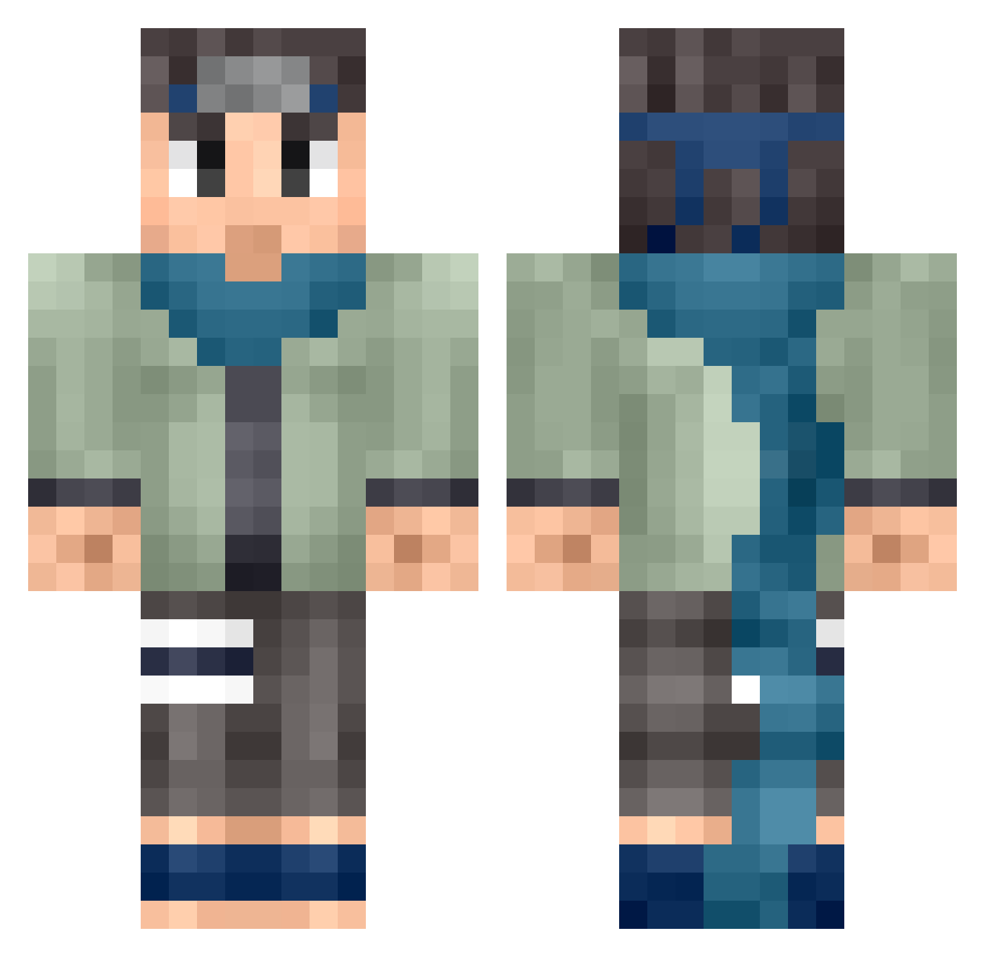 photomontage Minecraft skin, front and back view