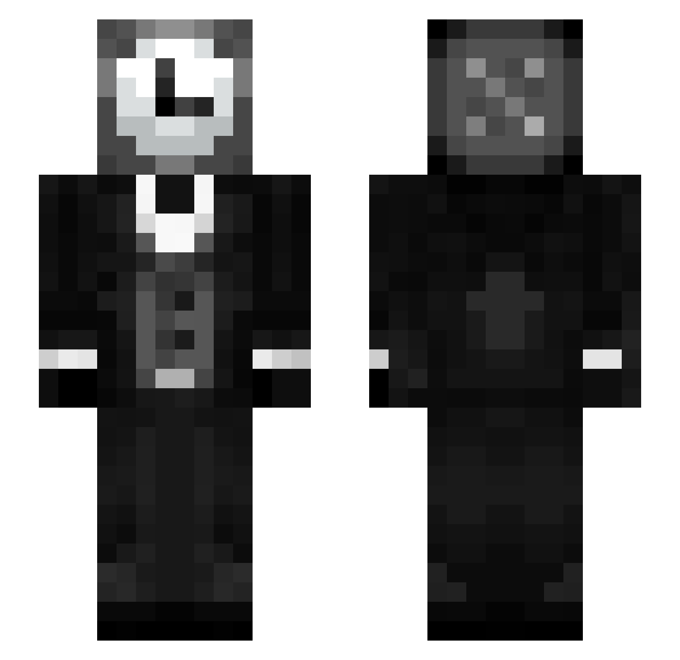 Epilogued Minecraft skin, front and back view