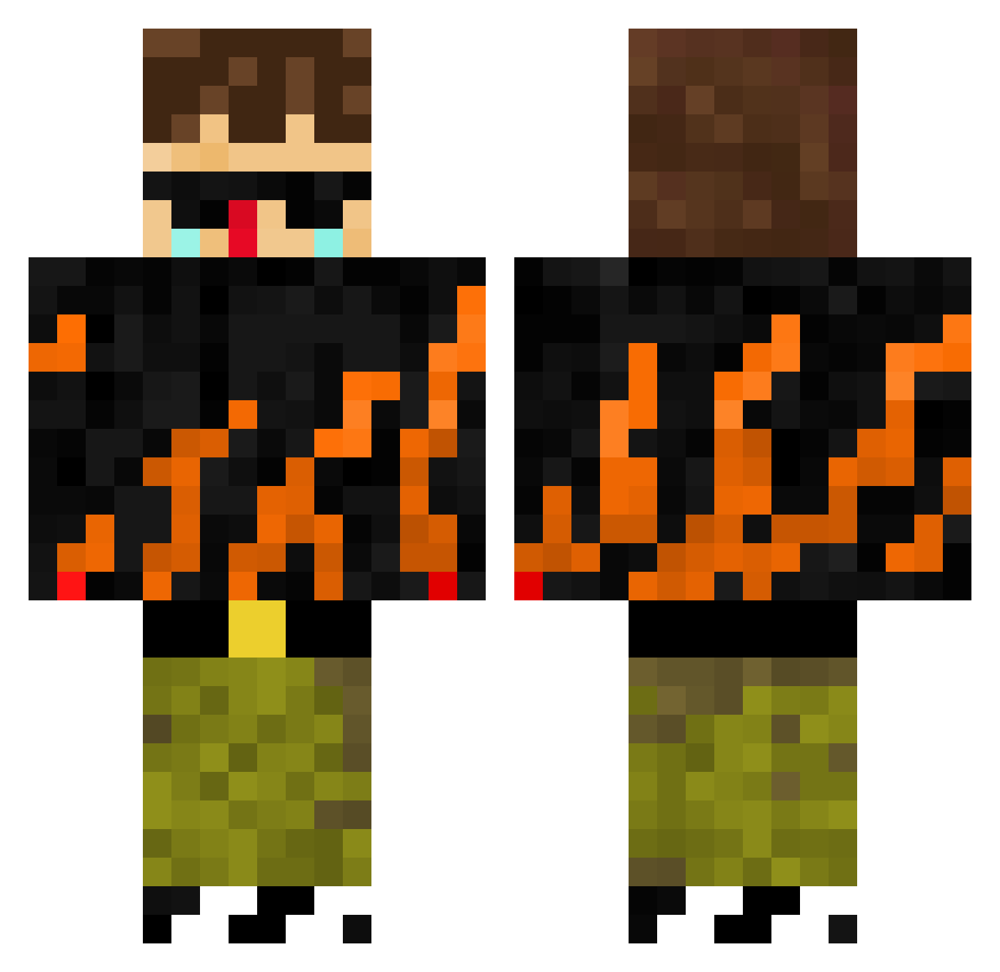 Flamin_1427 Minecraft skin, front and back view