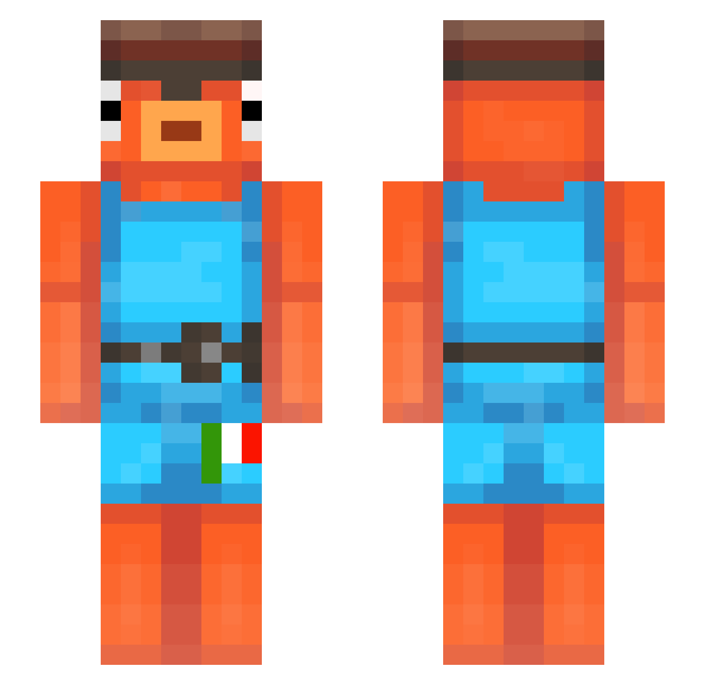 SnoofMC Minecraft skin, front and back view